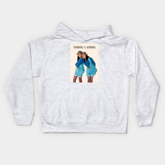 TWINNING IS WINNING Kids Hoodie by Poppy and Mabel